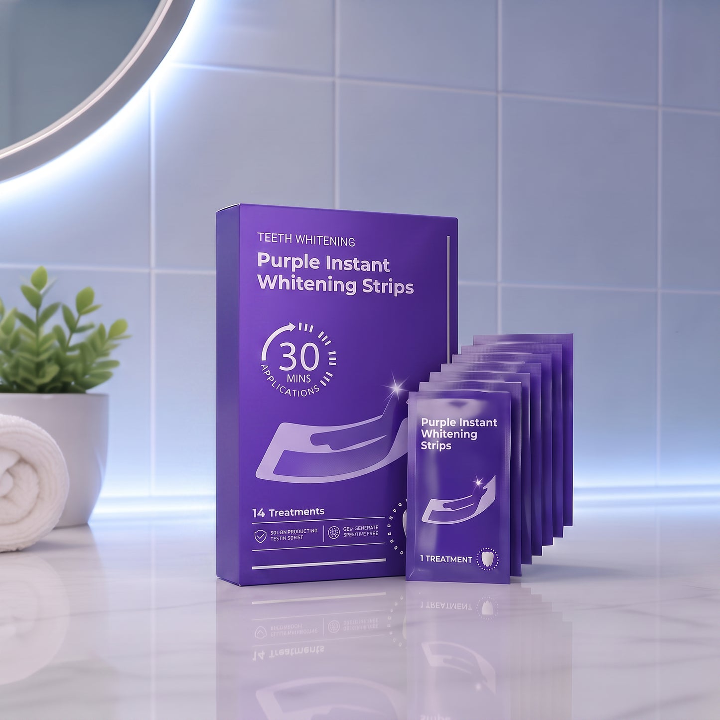 Purple whitening strips® | Kit de Tiras Blanqueadoras moradas de Acción Profunda
