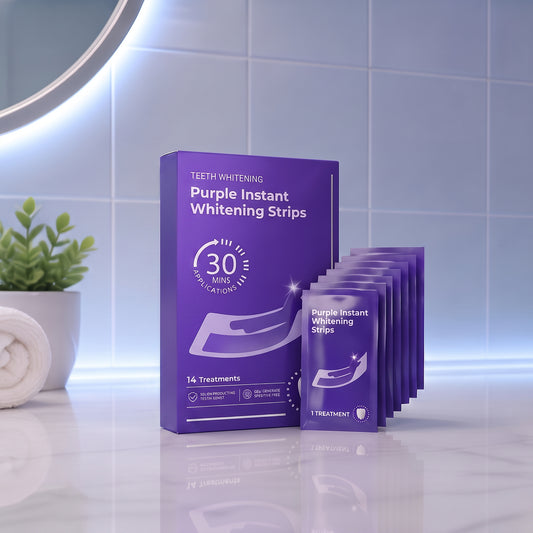 Purple whitening strips® | Kit de Tiras Blanqueadoras moradas de Acción Profunda